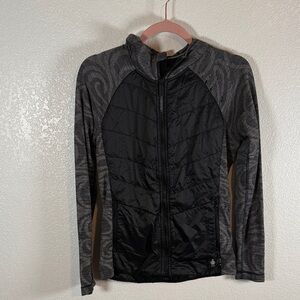 Smartwool Black & Gray Full Zip Lightweight Hooded Jacket Size Small